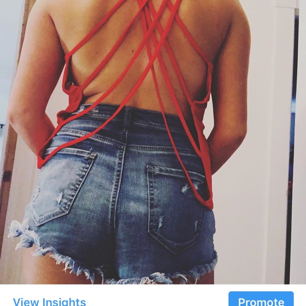 Red strappy back tank top